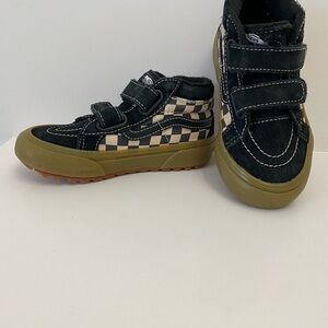 Vans Kids Black and Tan Checkerboard Sneakers